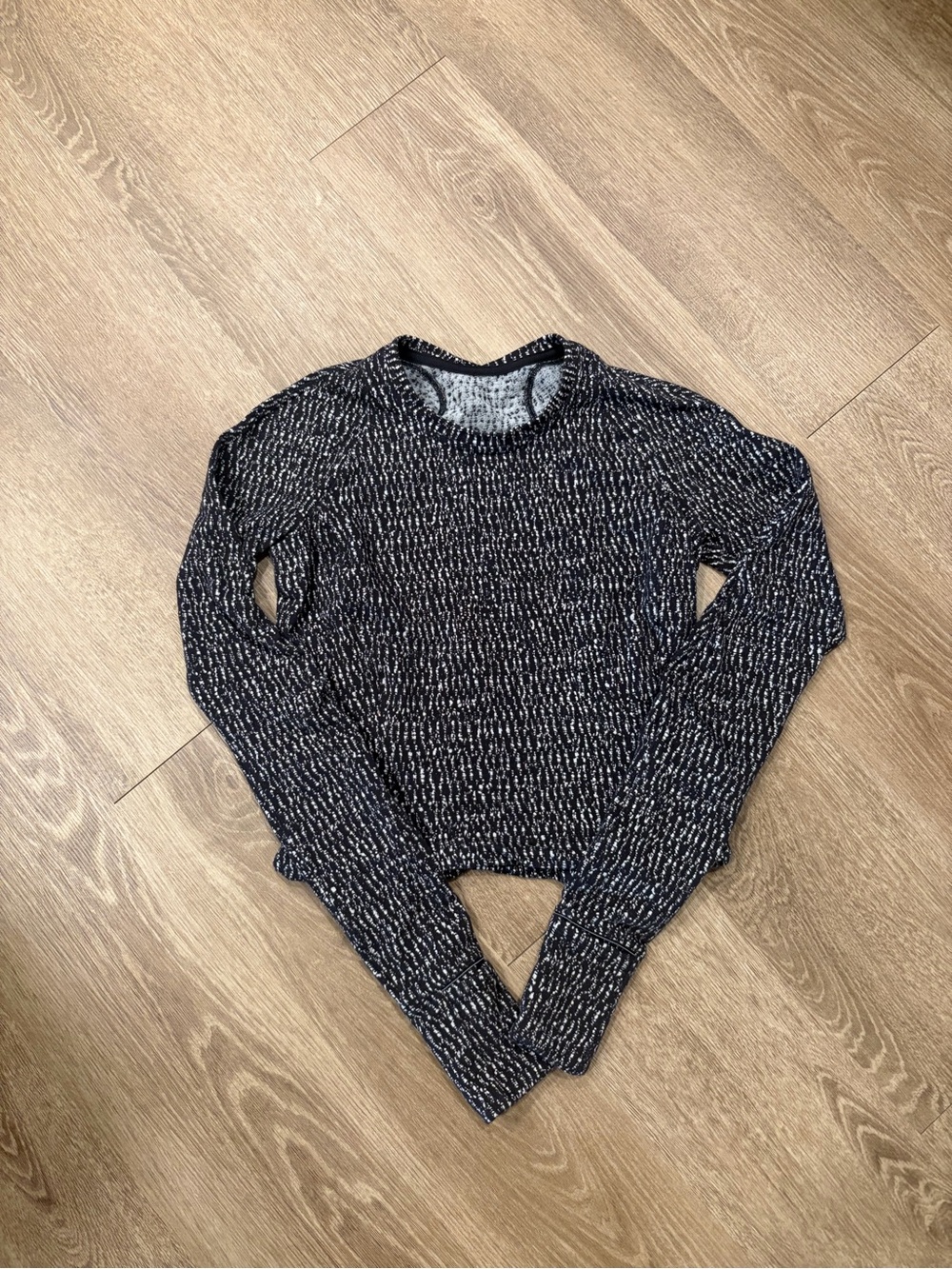 lululemon athletica Black and White Marled Crew Sweatshirt